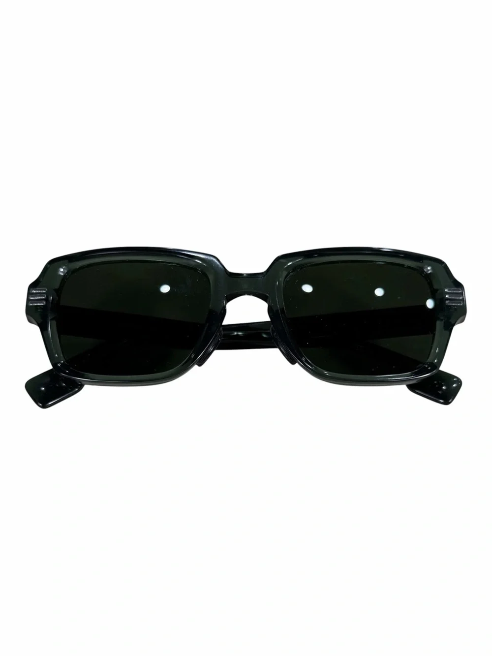 Burberry Dark Green Rectangular Sunglasses With Metal Accents